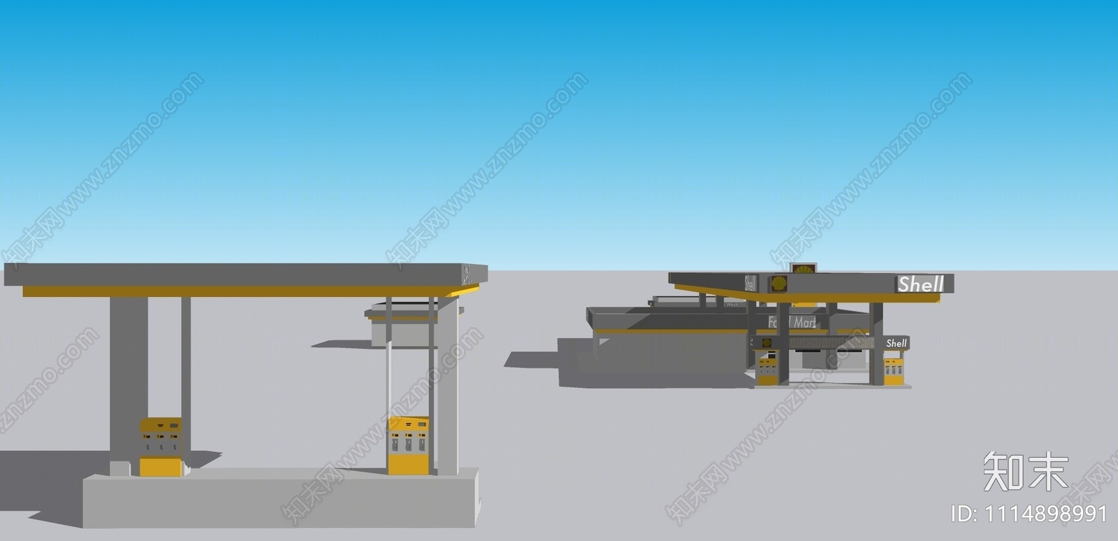 现代加油站SU模型下载【ID:1114898991】
