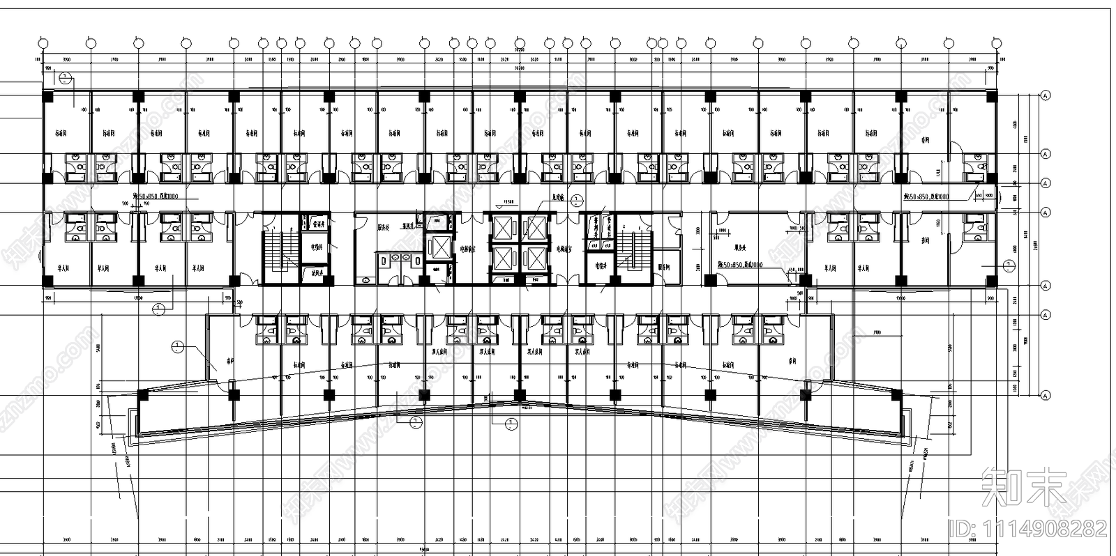 五星级酒店平面图施工图下载【ID:1114908282】