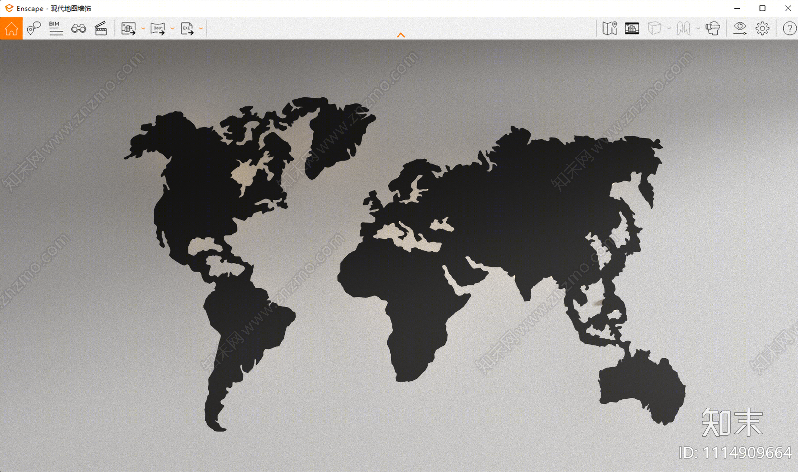 现代世界地图墙饰SU模型下载【ID:1114909664】