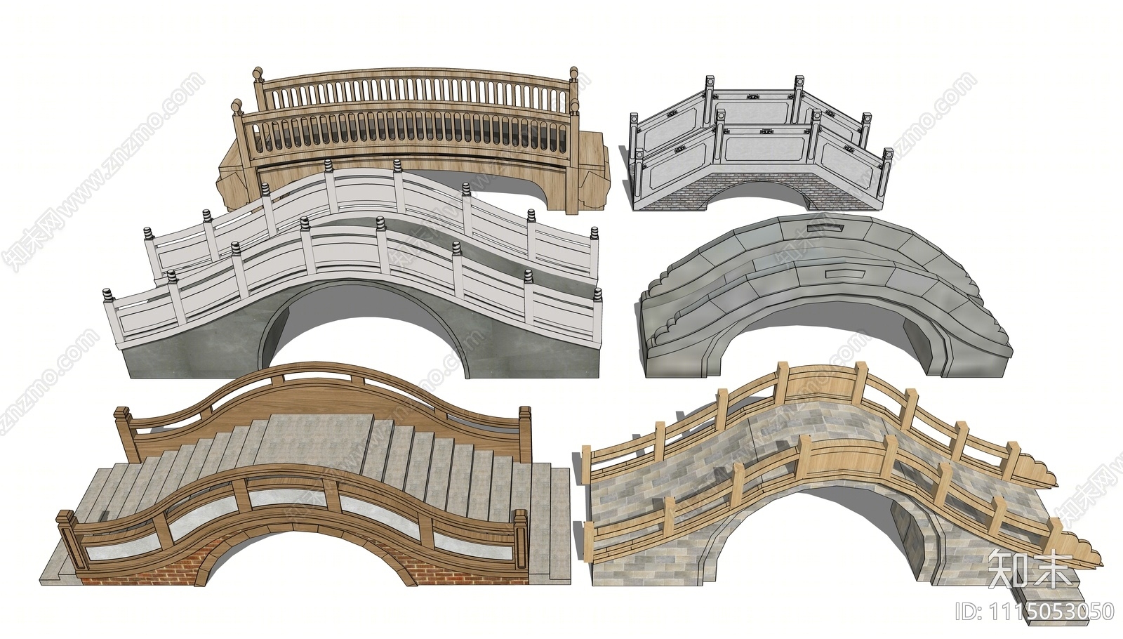 中式石拱桥SU模型下载【ID:1115053050】