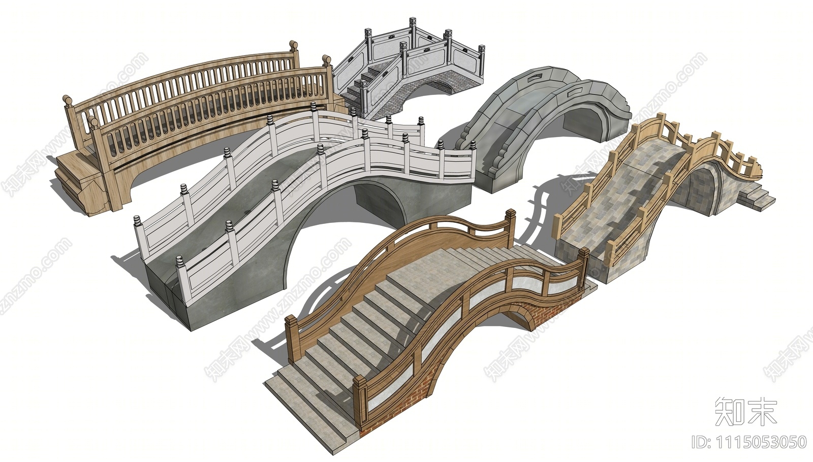 中式石拱桥SU模型下载【ID:1115053050】