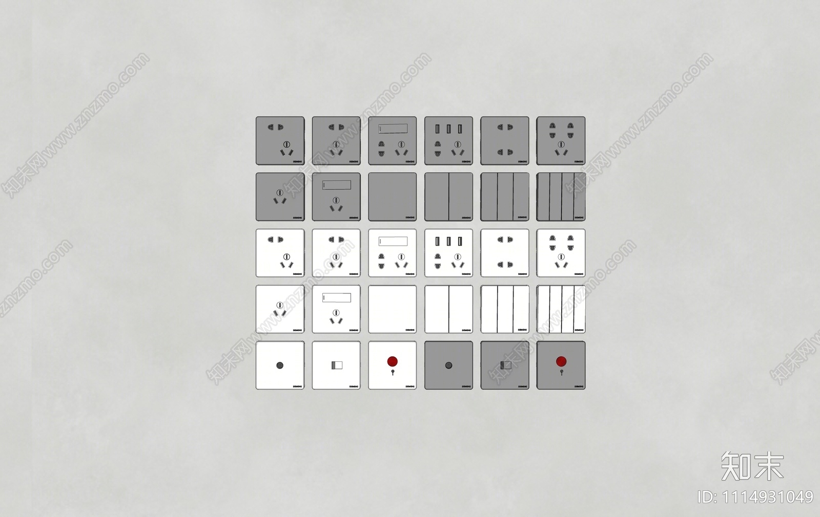 现代西门子开关插座组合SU模型下载【ID:1114931049】