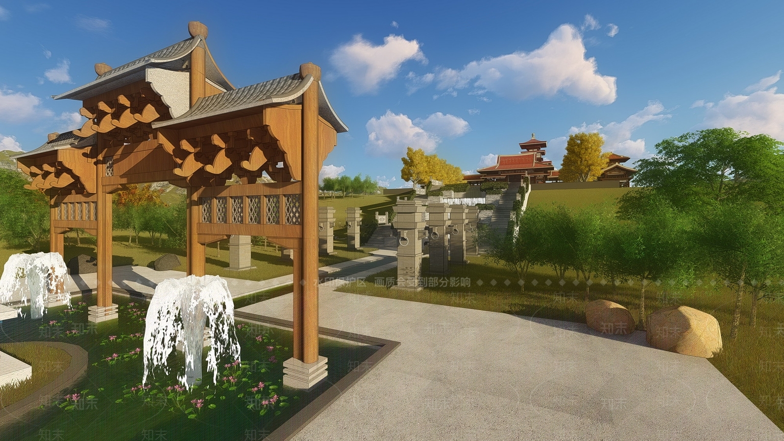中式古塔景区SU模型下载【ID:1114933500】
