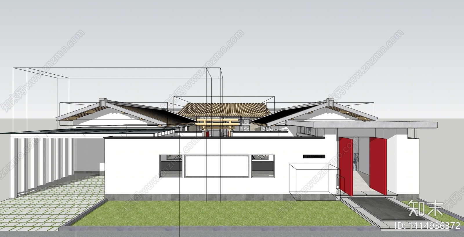 现代小型四合院SU模型下载【ID:1114936372】