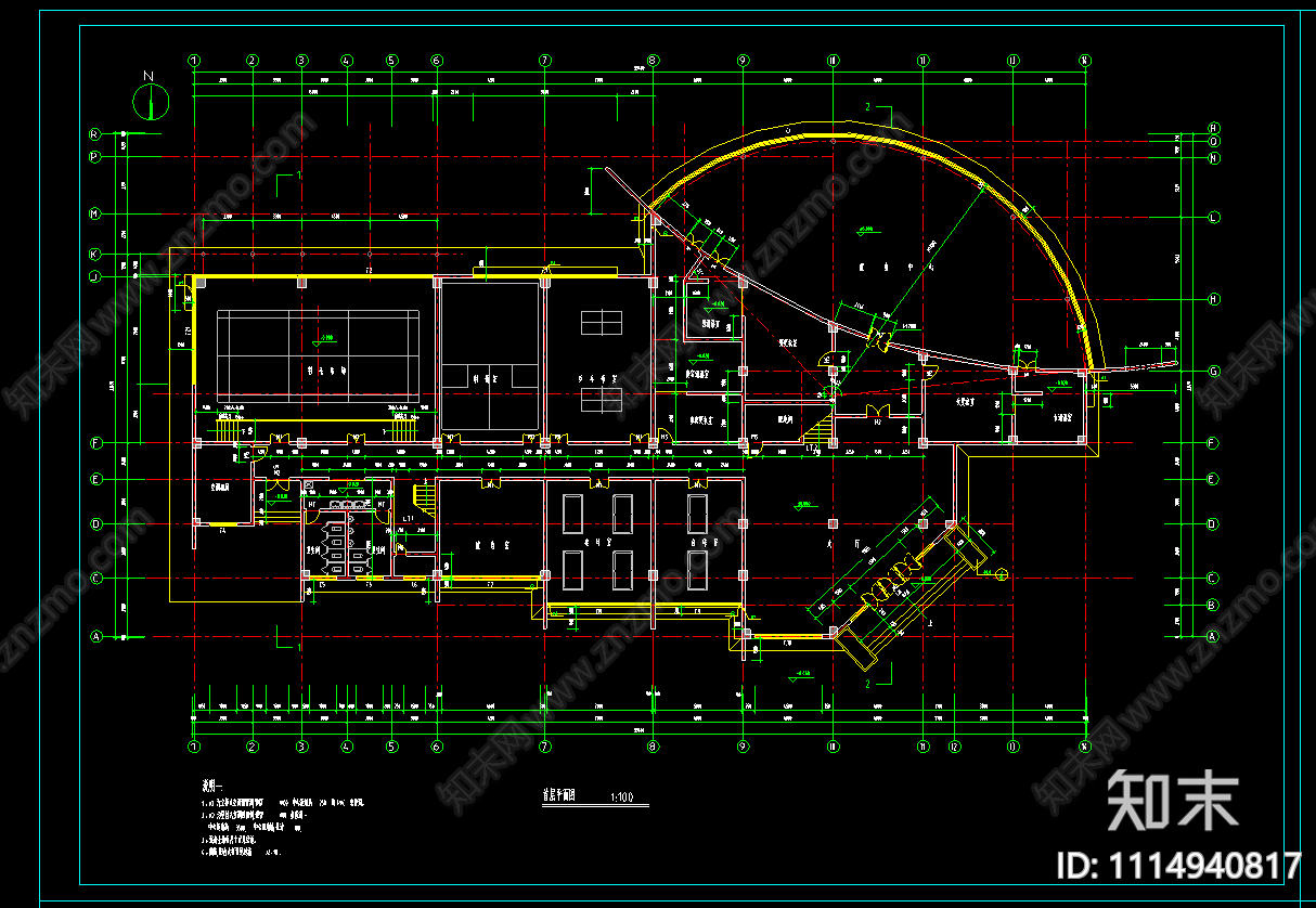 娱乐中心建筑设计图cad施工图下载【ID:1114940817】