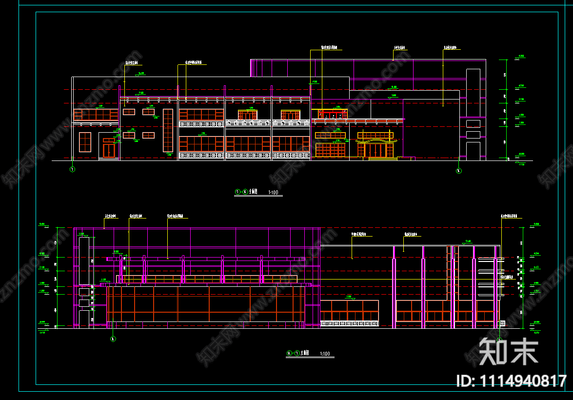 娱乐中心建筑设计图cad施工图下载【ID:1114940817】