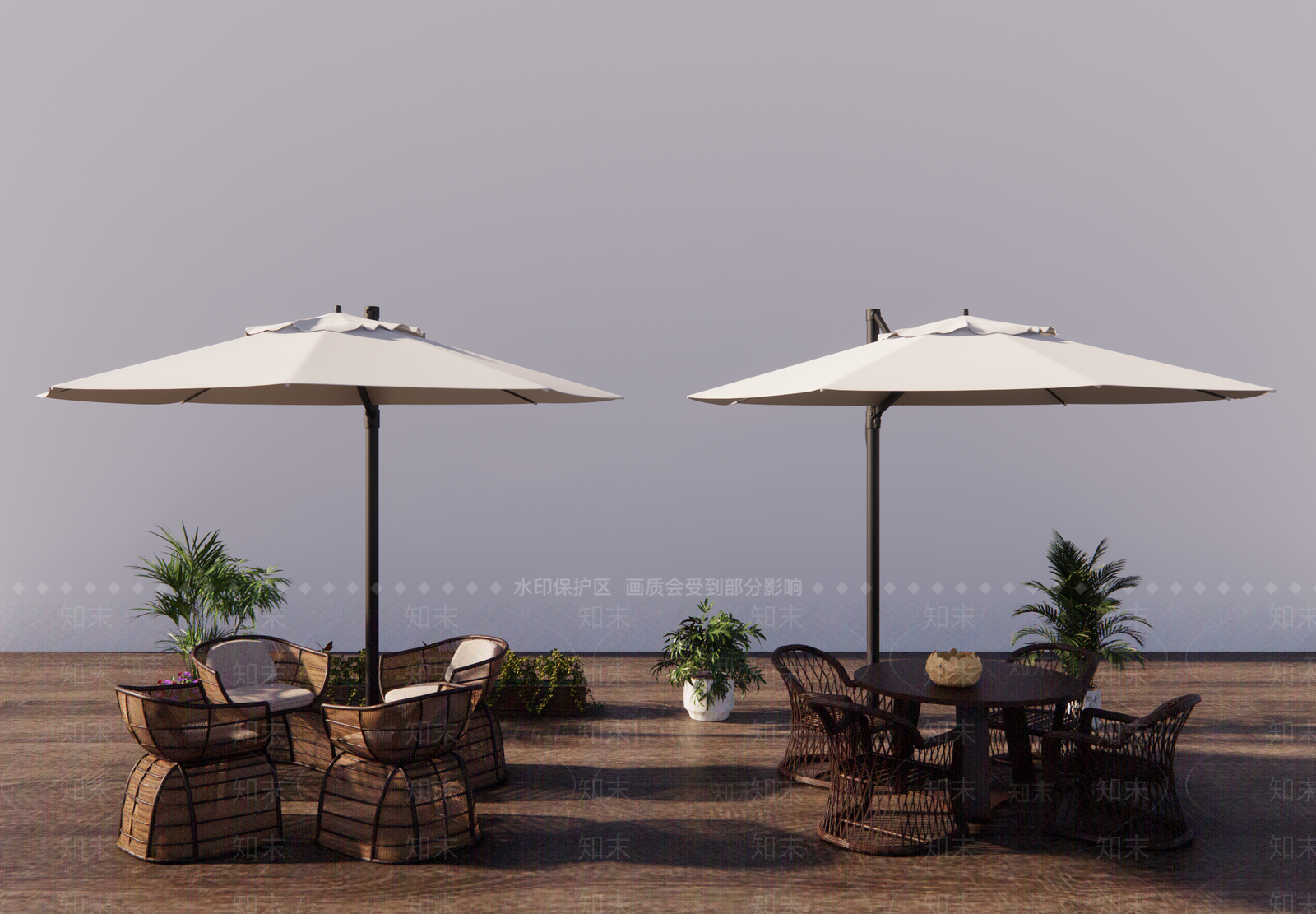 现代户外遮阳伞SU模型下载【ID:1114942422】