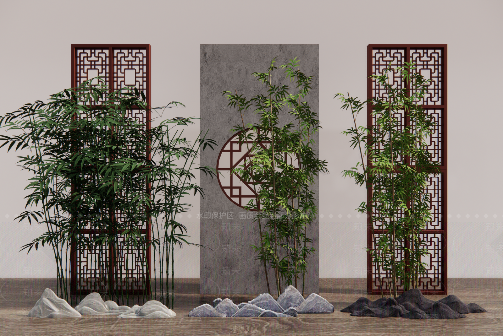 新中式隔断SU模型草图