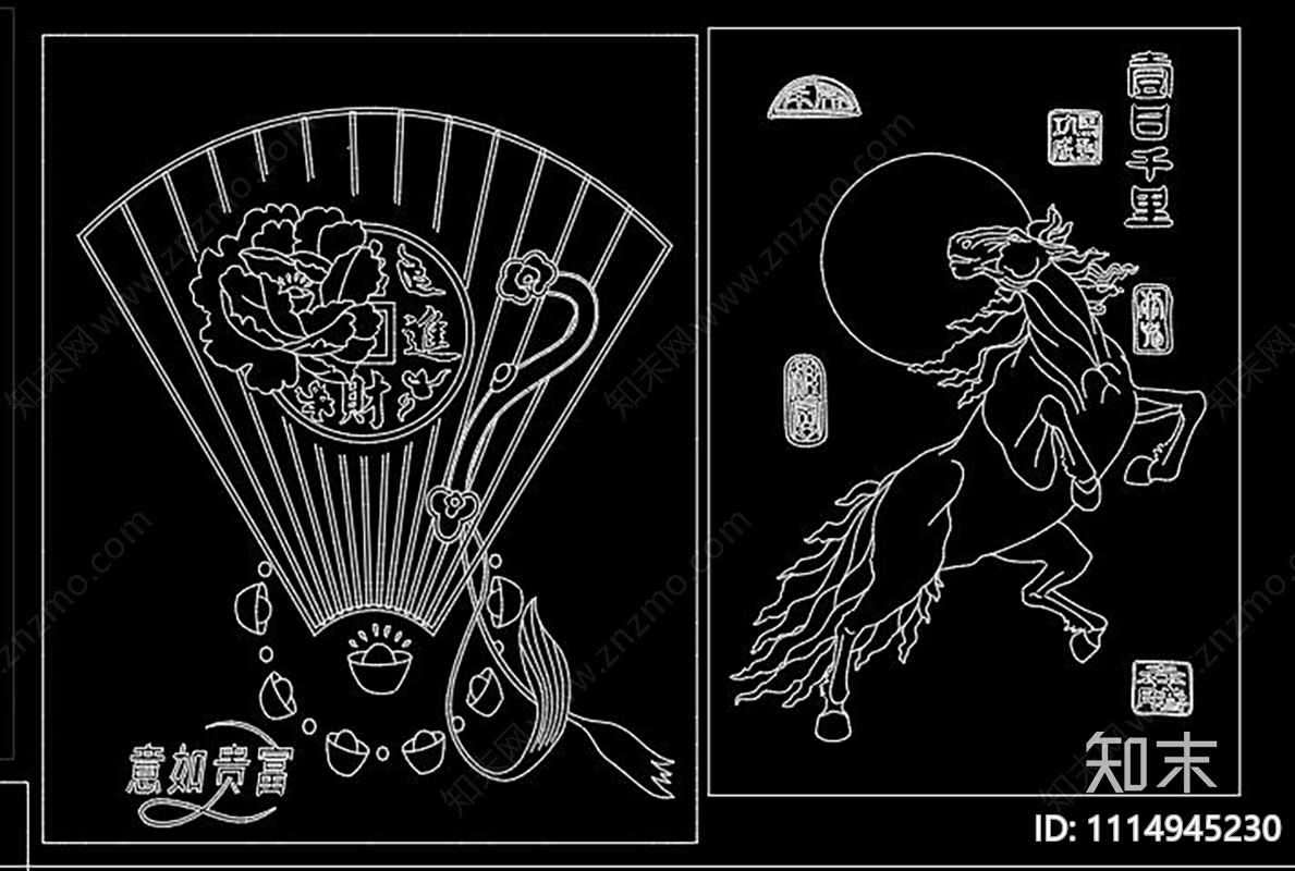 新中式雕刻图案CAD施工图下载【ID:1114945230】