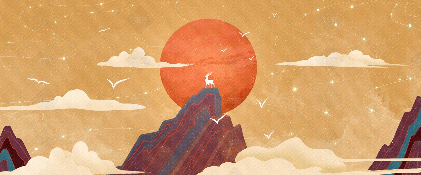 新中式敦煌风格壁纸壁画贴图下载【ID:1114948810】