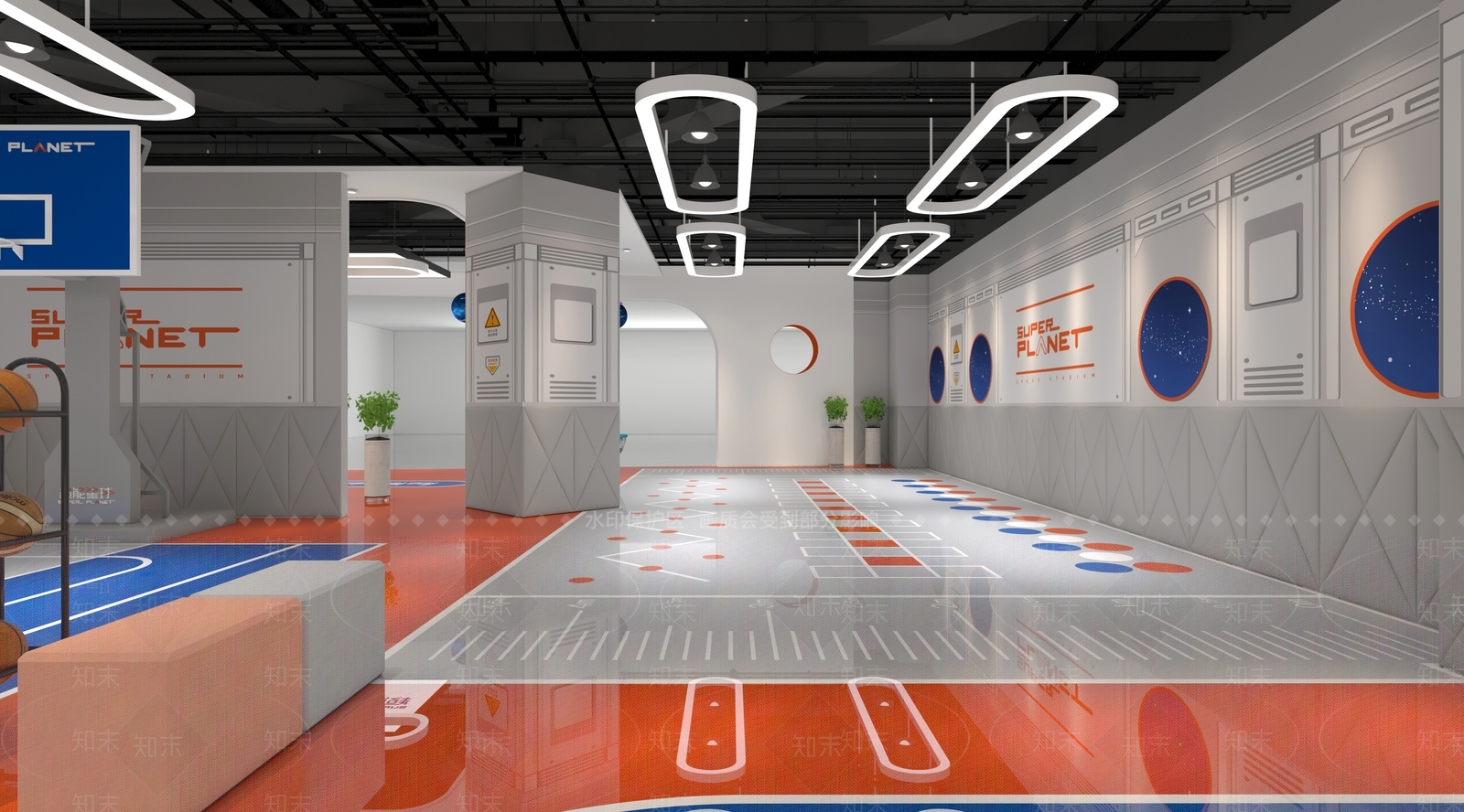 现代篮球场3D模型下载【ID:1114960758】