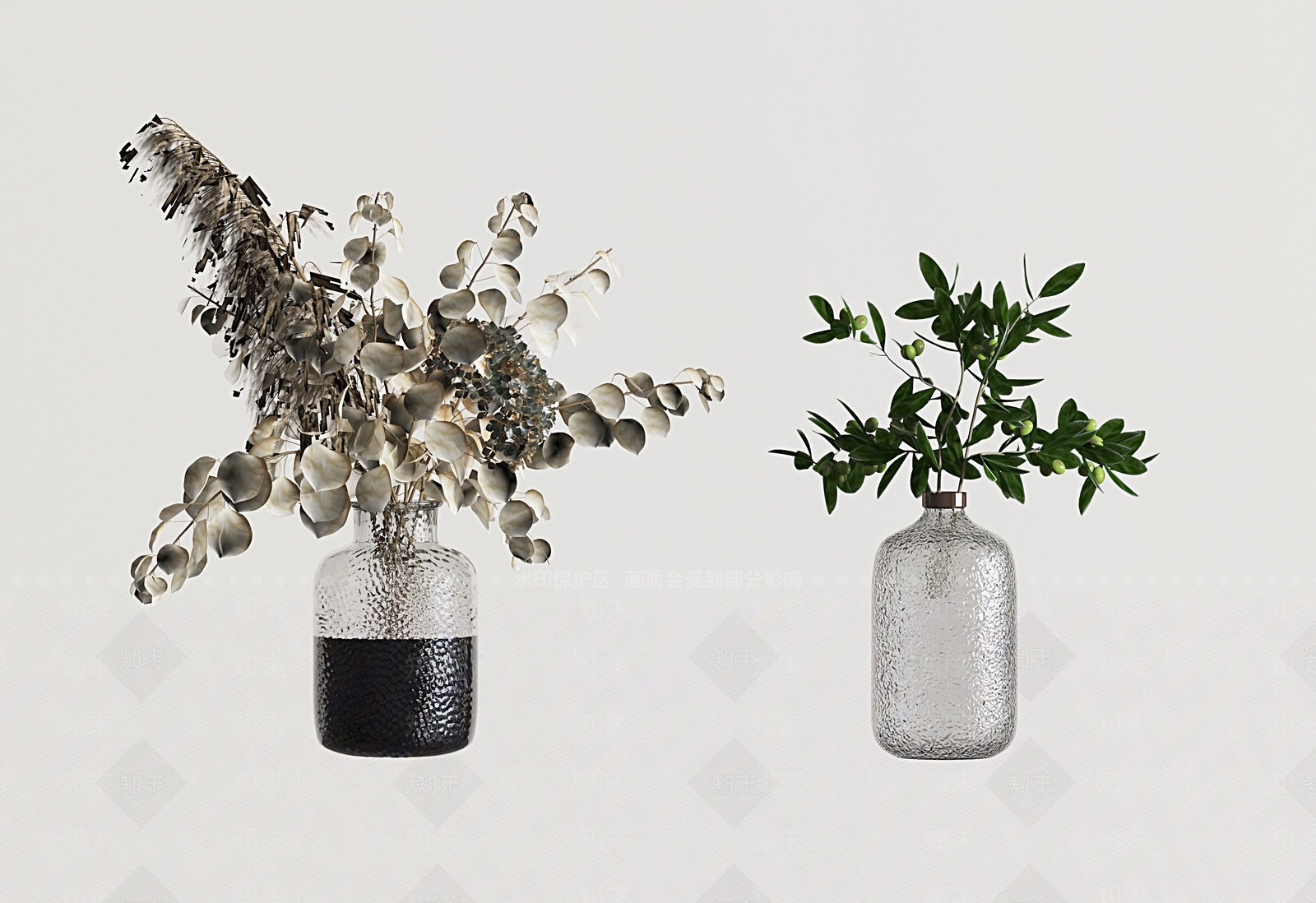 现代植物花瓶摆件SU模型下载【ID:1114952904】