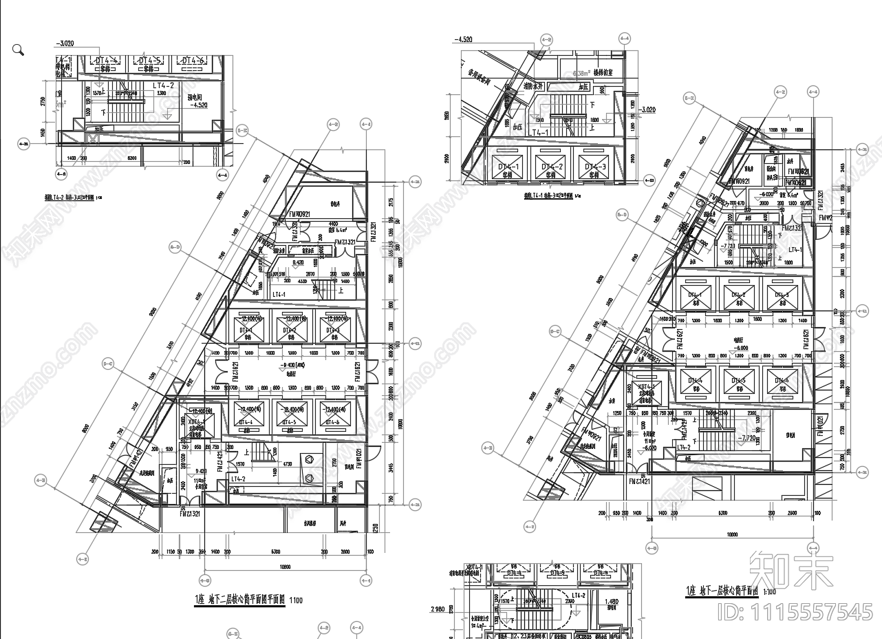 超高层公寓核心筒施工图cad施工图下载【ID:1115557545】