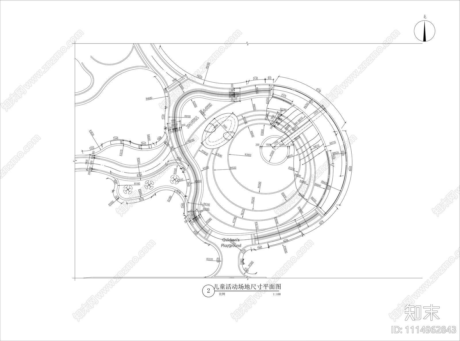 儿童活动场地cad施工图下载【ID:1114962843】