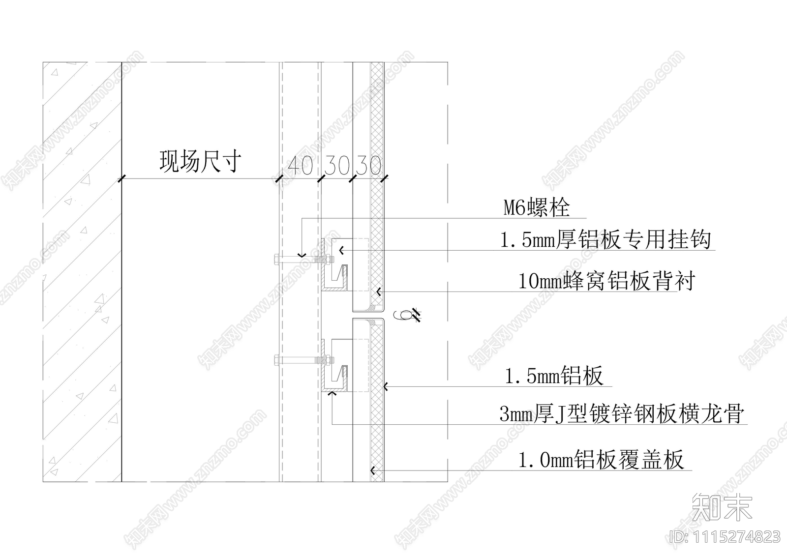 铝板墙面柱面干挂节点大样详图施工图下载【ID:1115274823】