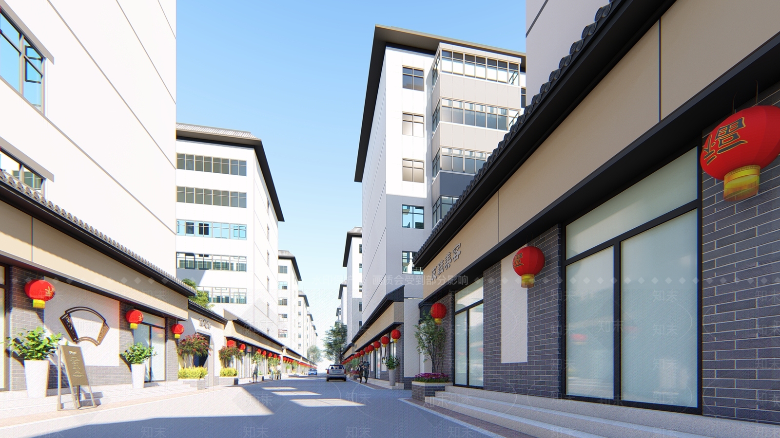 新中式商业街SU模型下载【ID:1114968900】