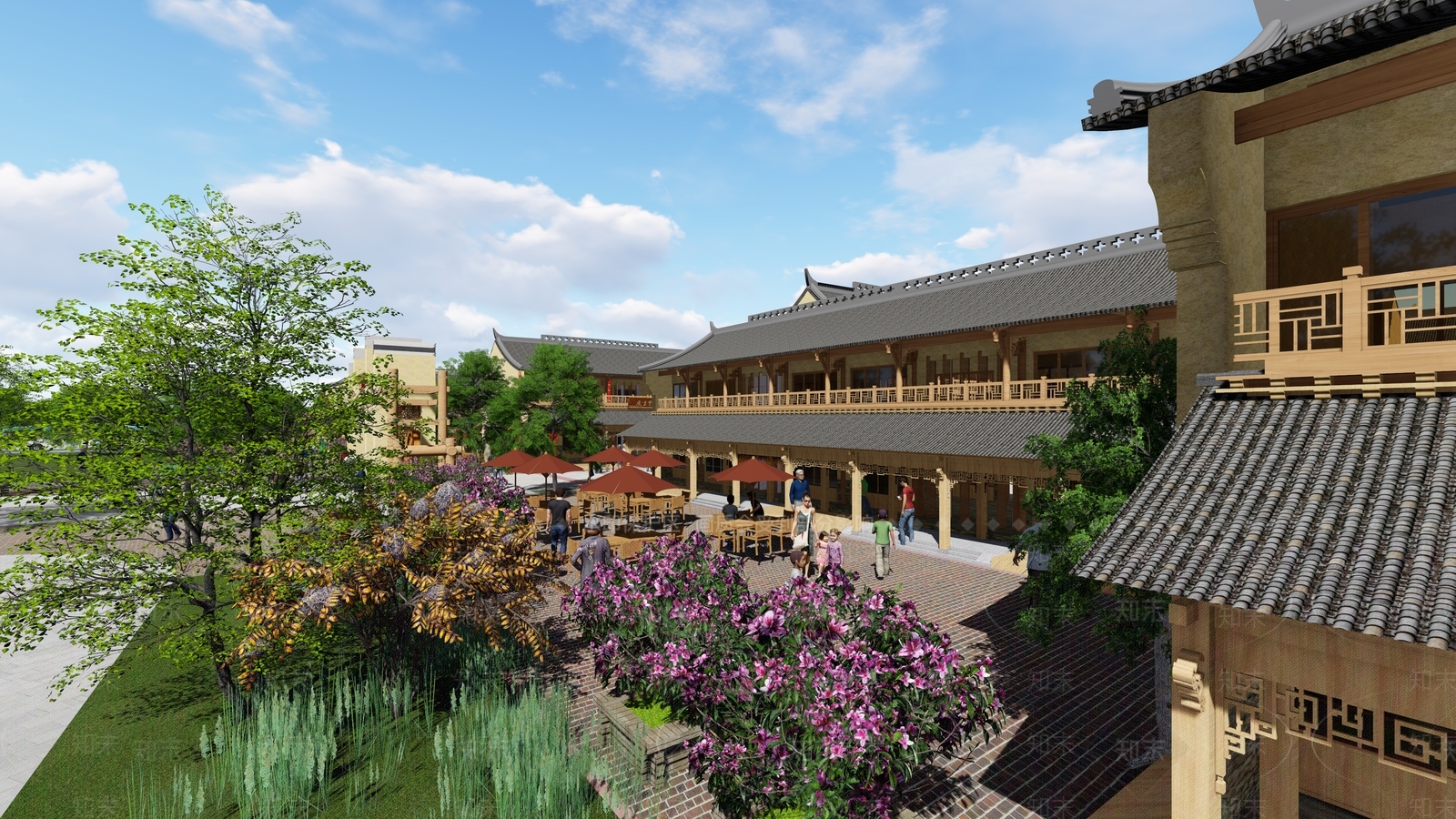 中式商业街SU模型下载【ID:1114968286】
