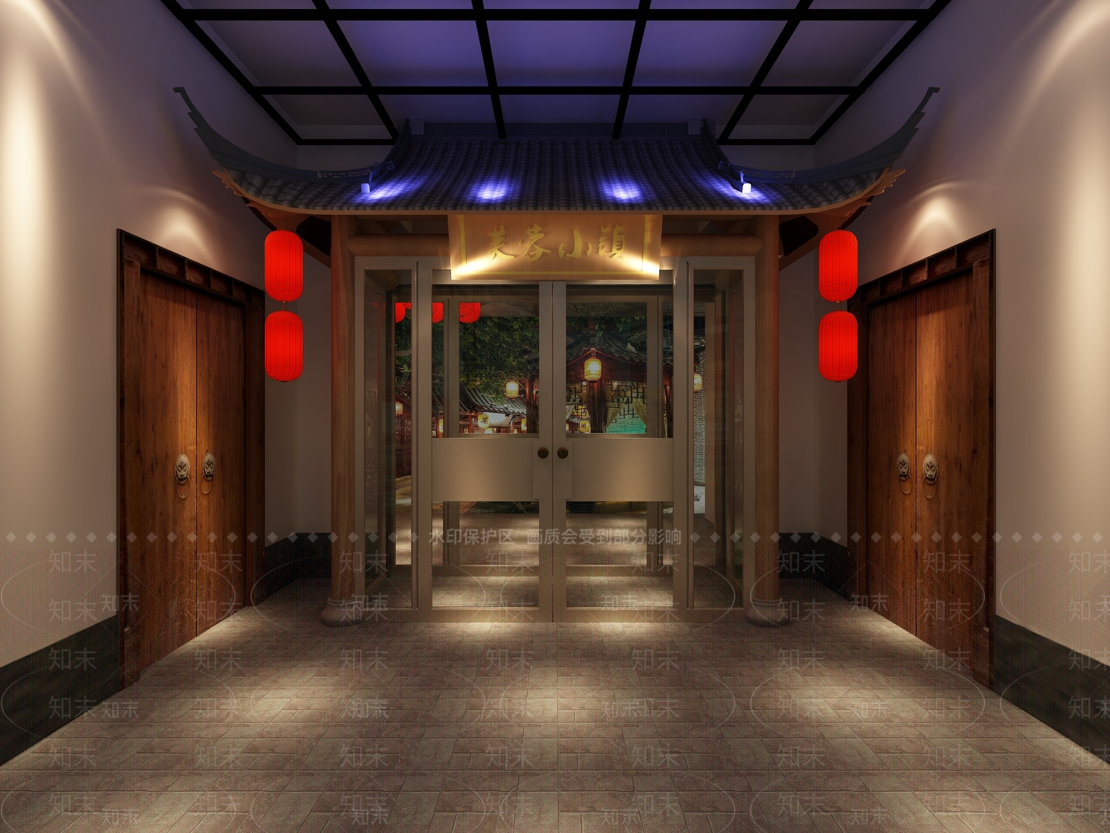 中式中餐厅门厅3D模型下载【ID:1114970469】