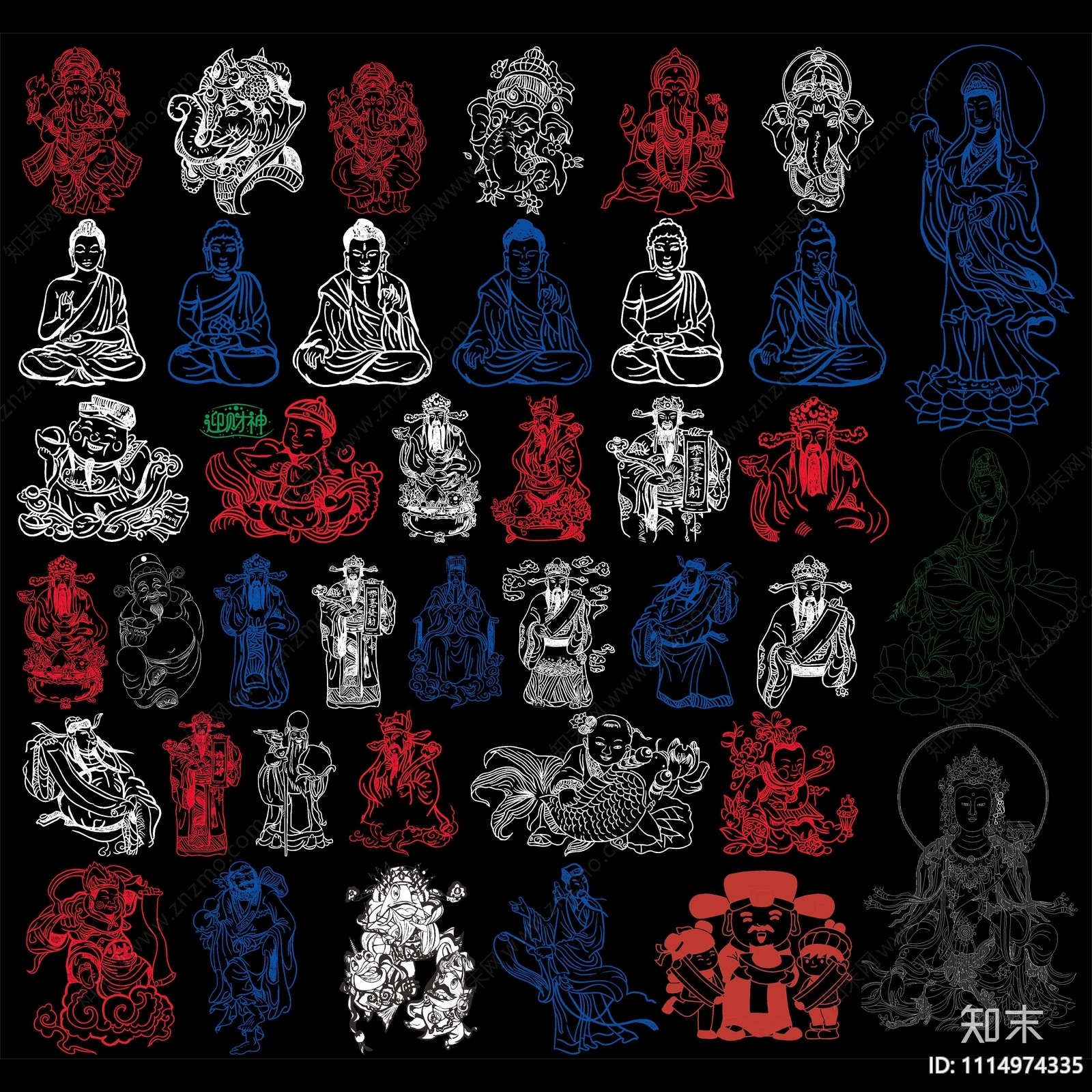 观音佛像CAD图库施工图下载【ID:1114974335】