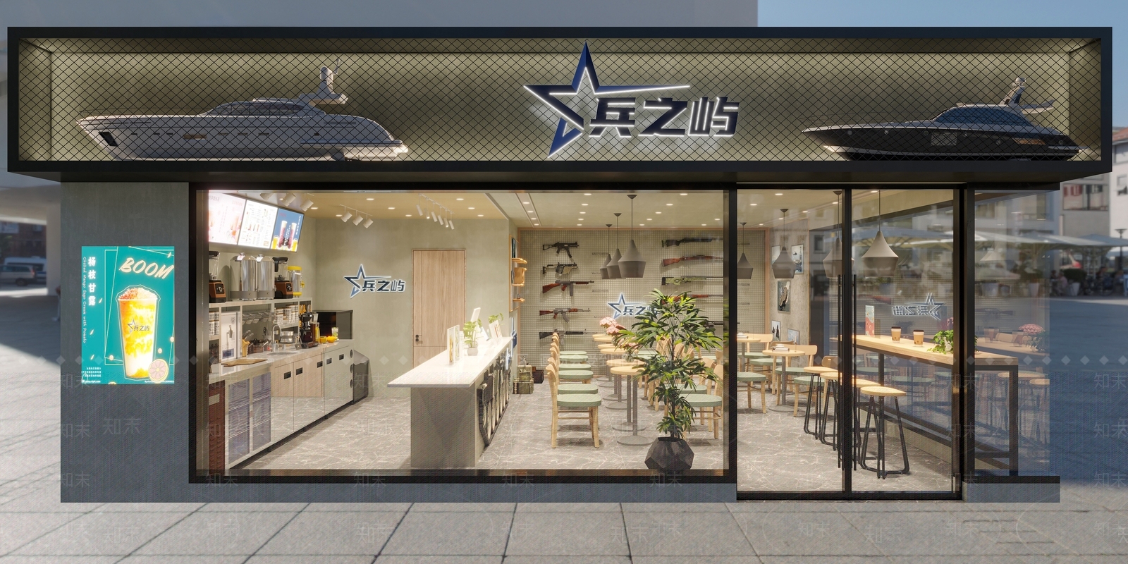 工业风奶茶店3D模型下载【ID:1114976684】