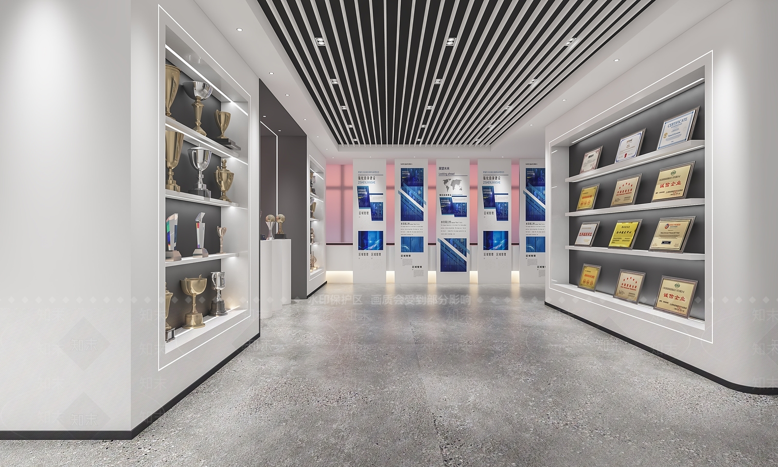 现代企业荣誉展厅3D模型下载【ID:1114999131】
