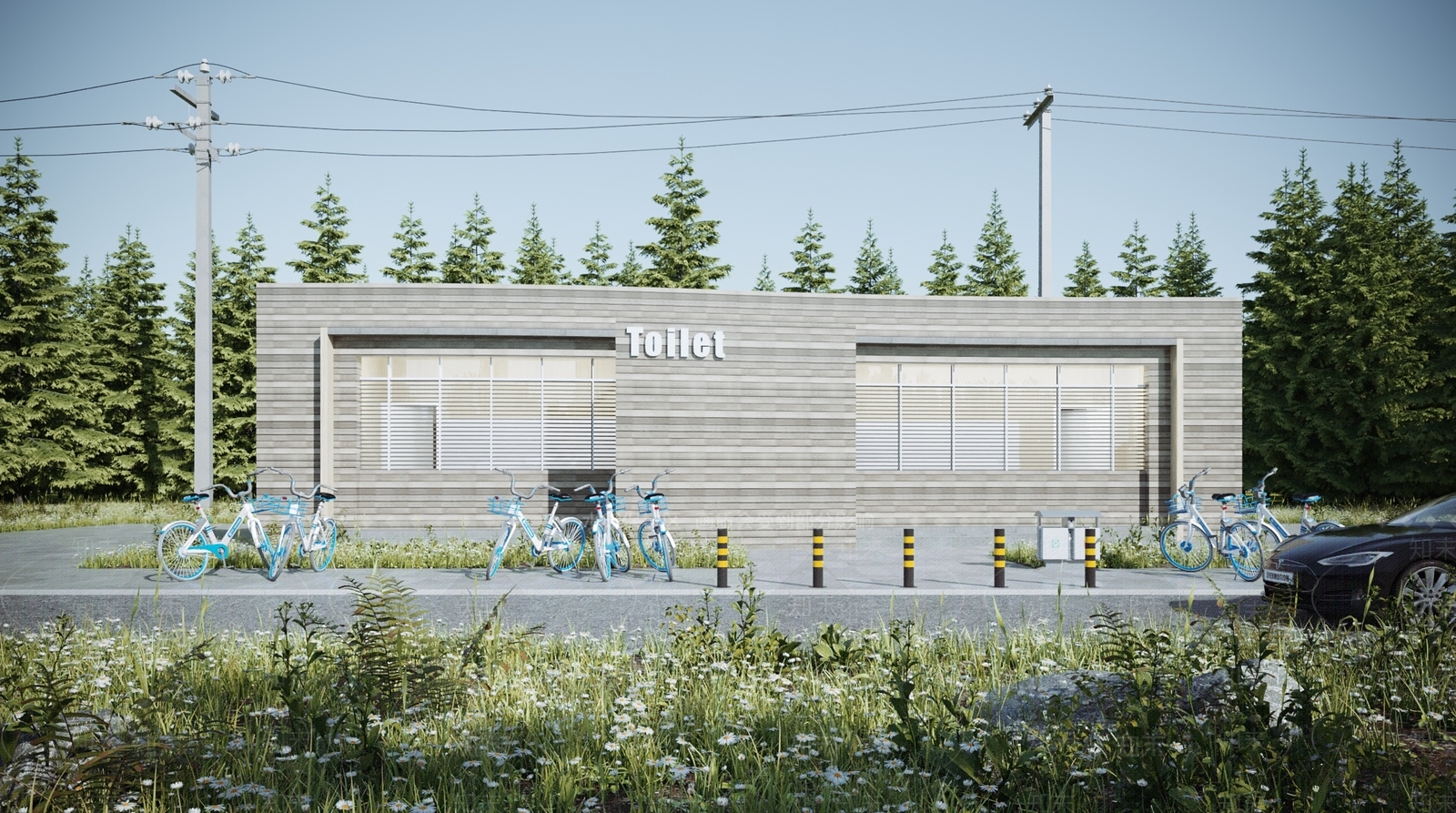 现代公共厕所建筑3D模型下载【ID:1114993229】