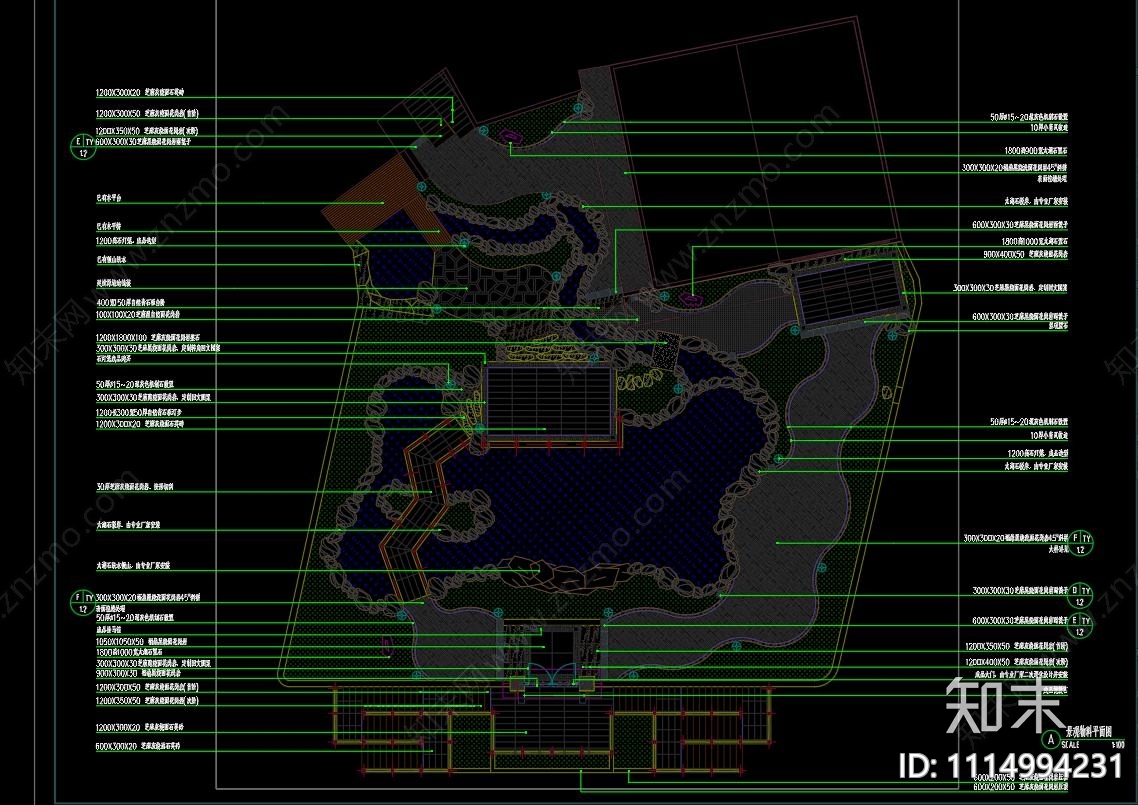 中式庭院土建植物水电施工图施工图下载【ID:1114994231】