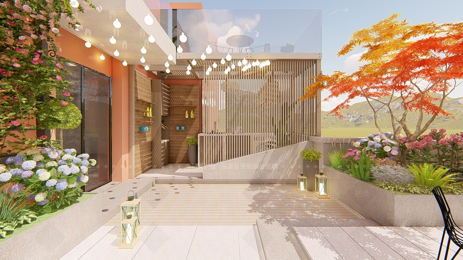 现代屋顶花园SU模型下载【ID:1115147559】
