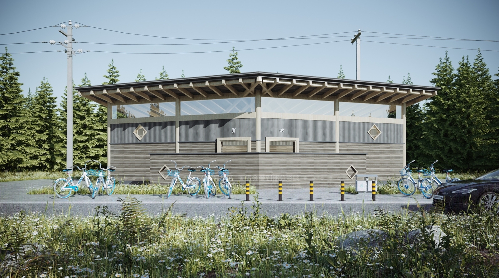 现代公共厕所建筑3D模型下载【ID:1114995817】