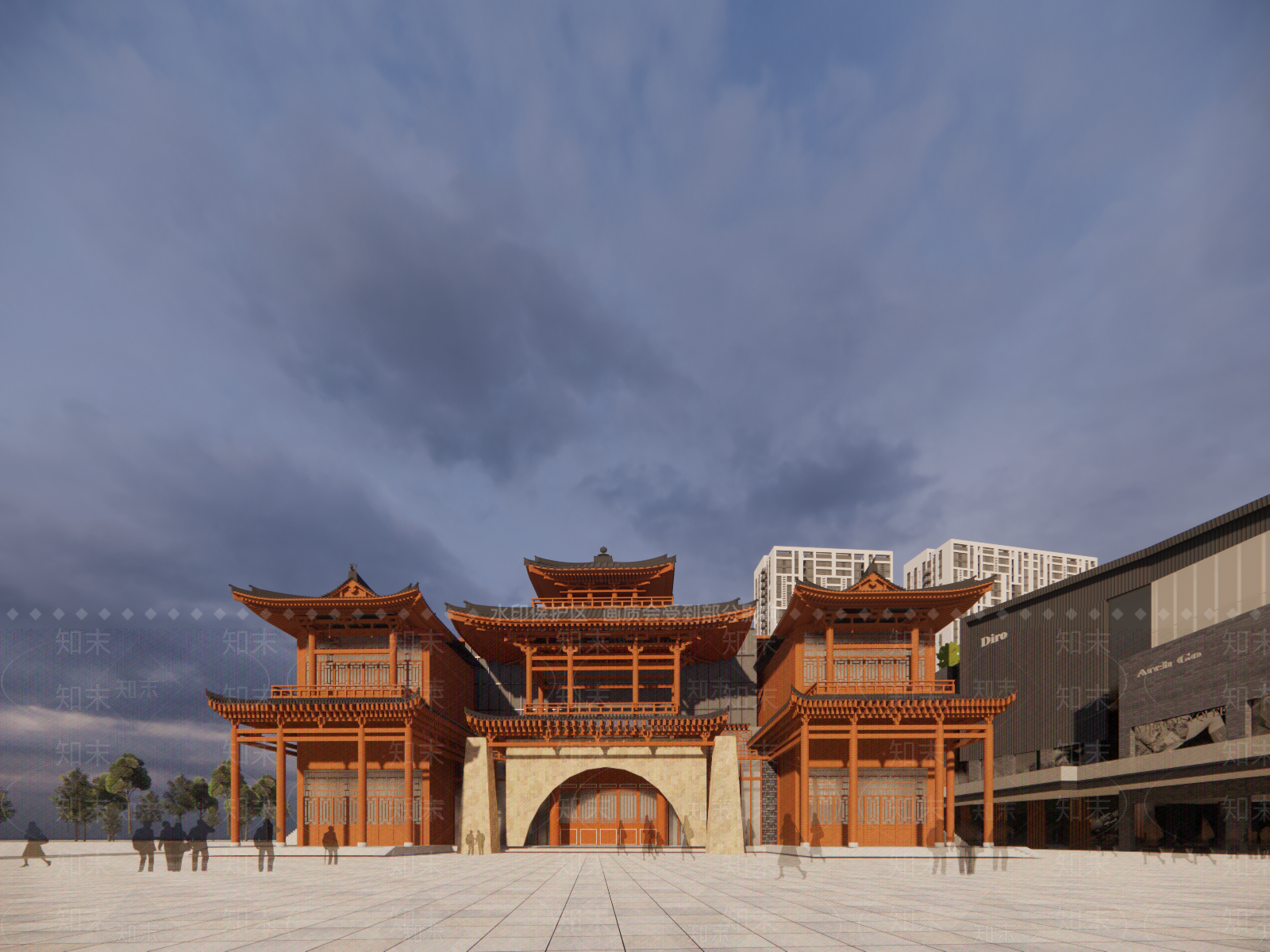 新中式文化场馆SU模型下载【ID:1115007659】