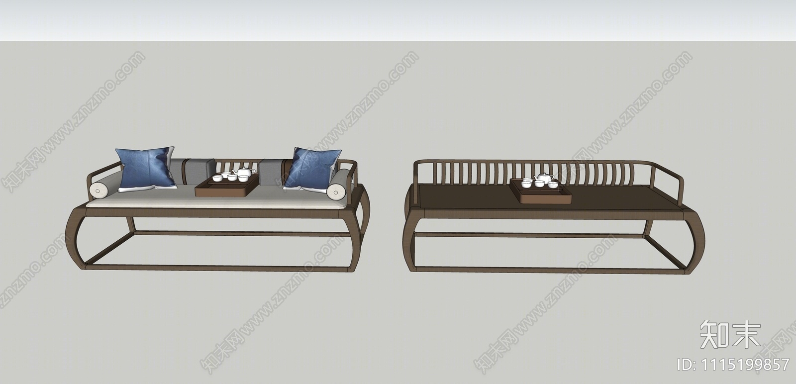 中式卧榻SU模型下载【ID:1115199857】