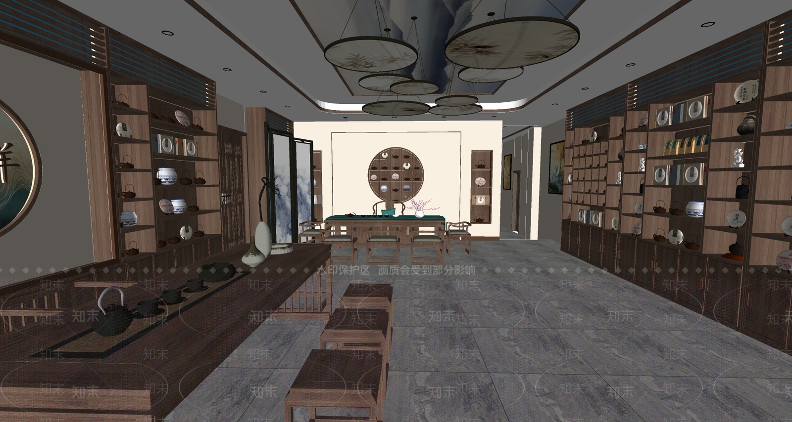 新中式茶室SU模型下载【ID:1115020363】