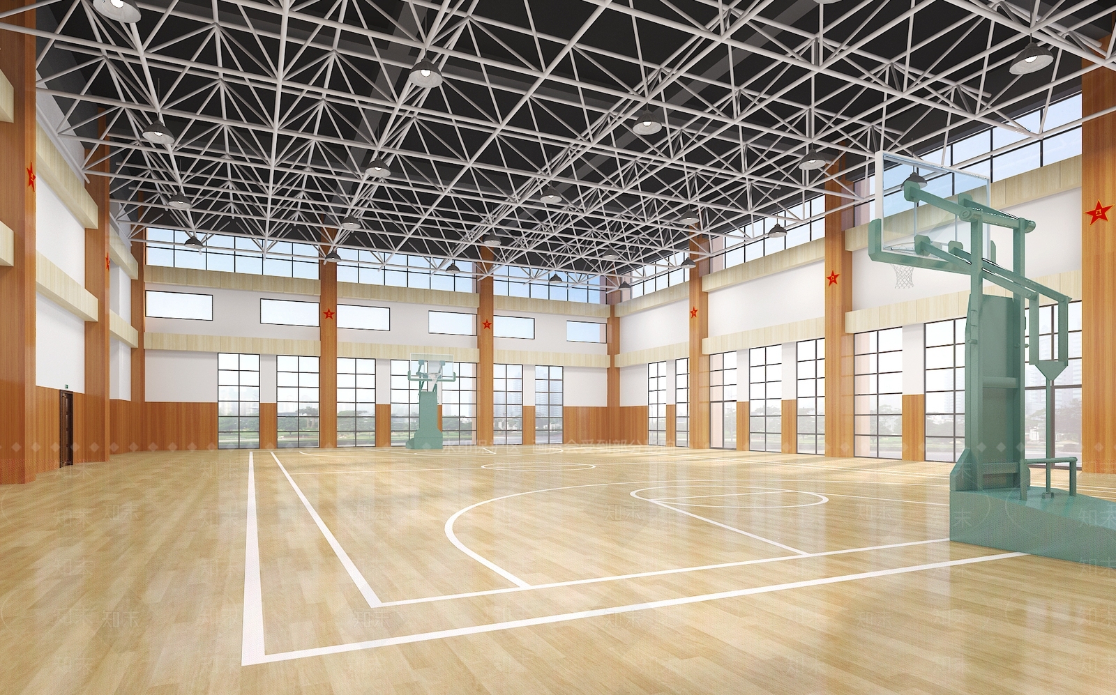 现代篮球场3D模型下载【ID:1115023263】