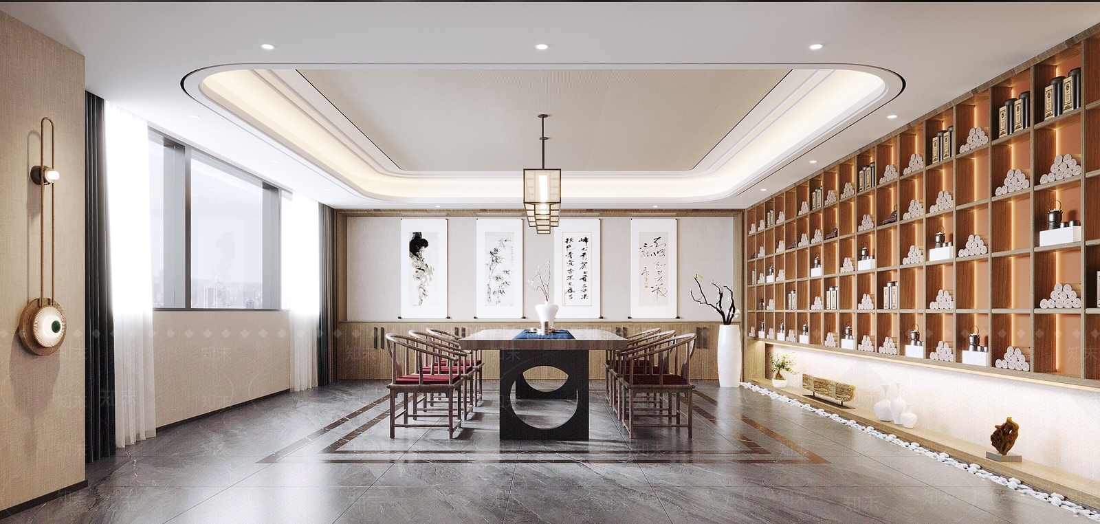 新中式茶馆接待室3D模型下载【ID:1115023781】