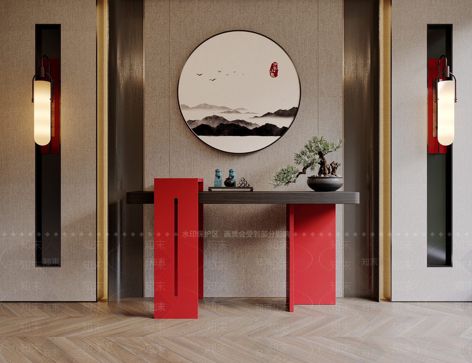 新中式玄关案几3D模型下载【ID:1115026045】