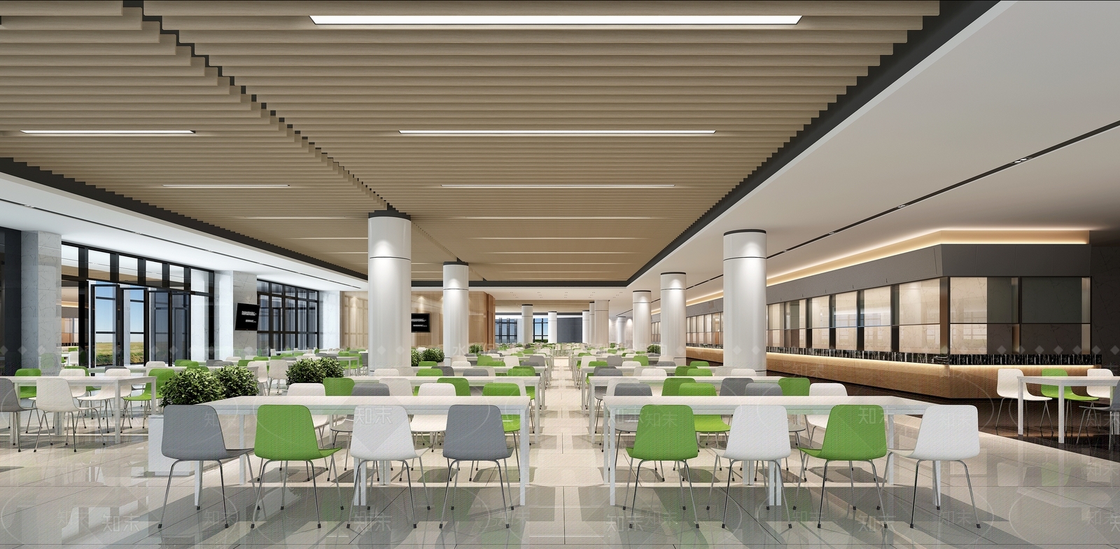 现代员工餐厅3D模型下载【ID:1115031965】