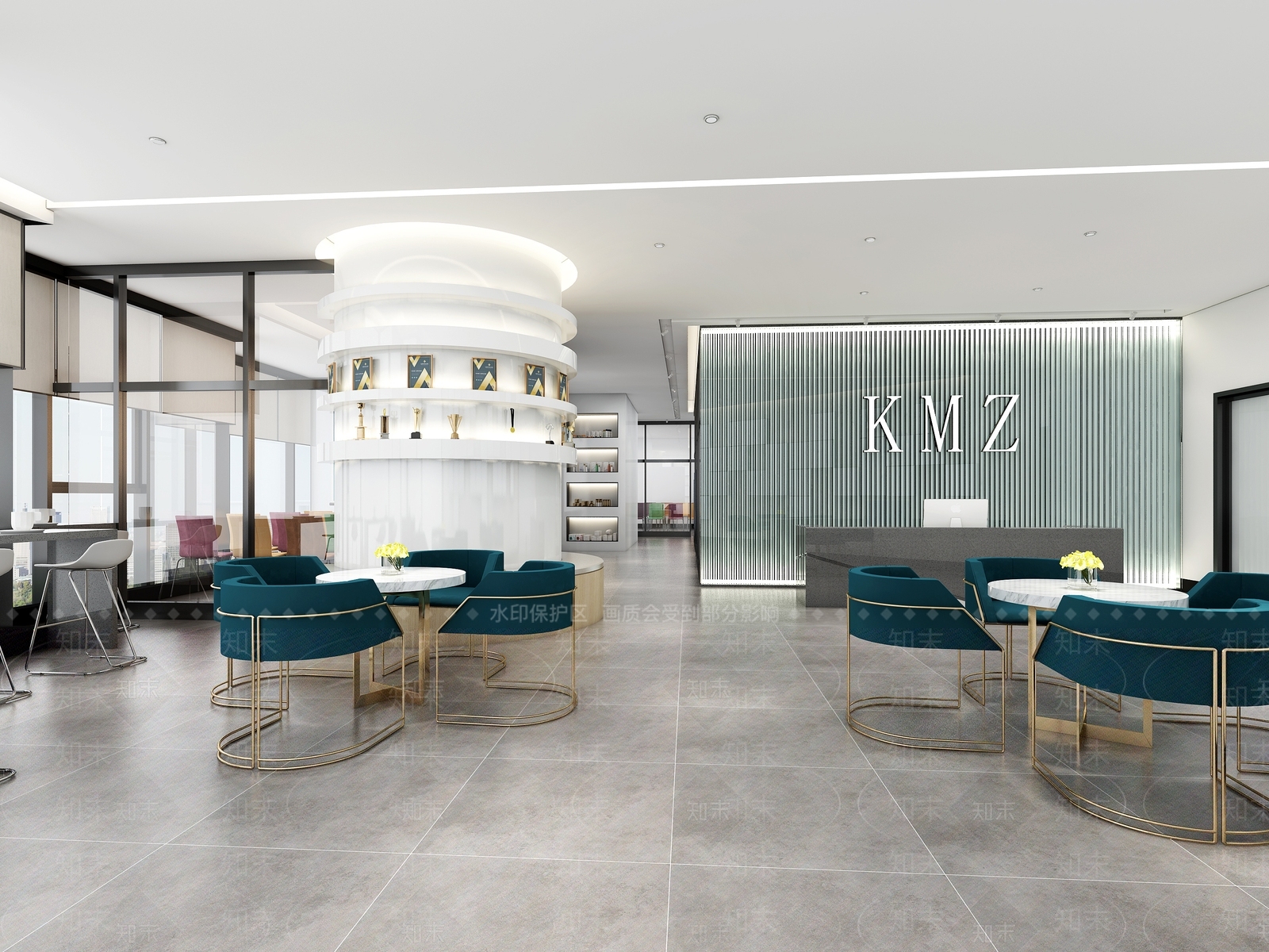 现代美妆培训学校前台3D模型下载【ID:1115040368】