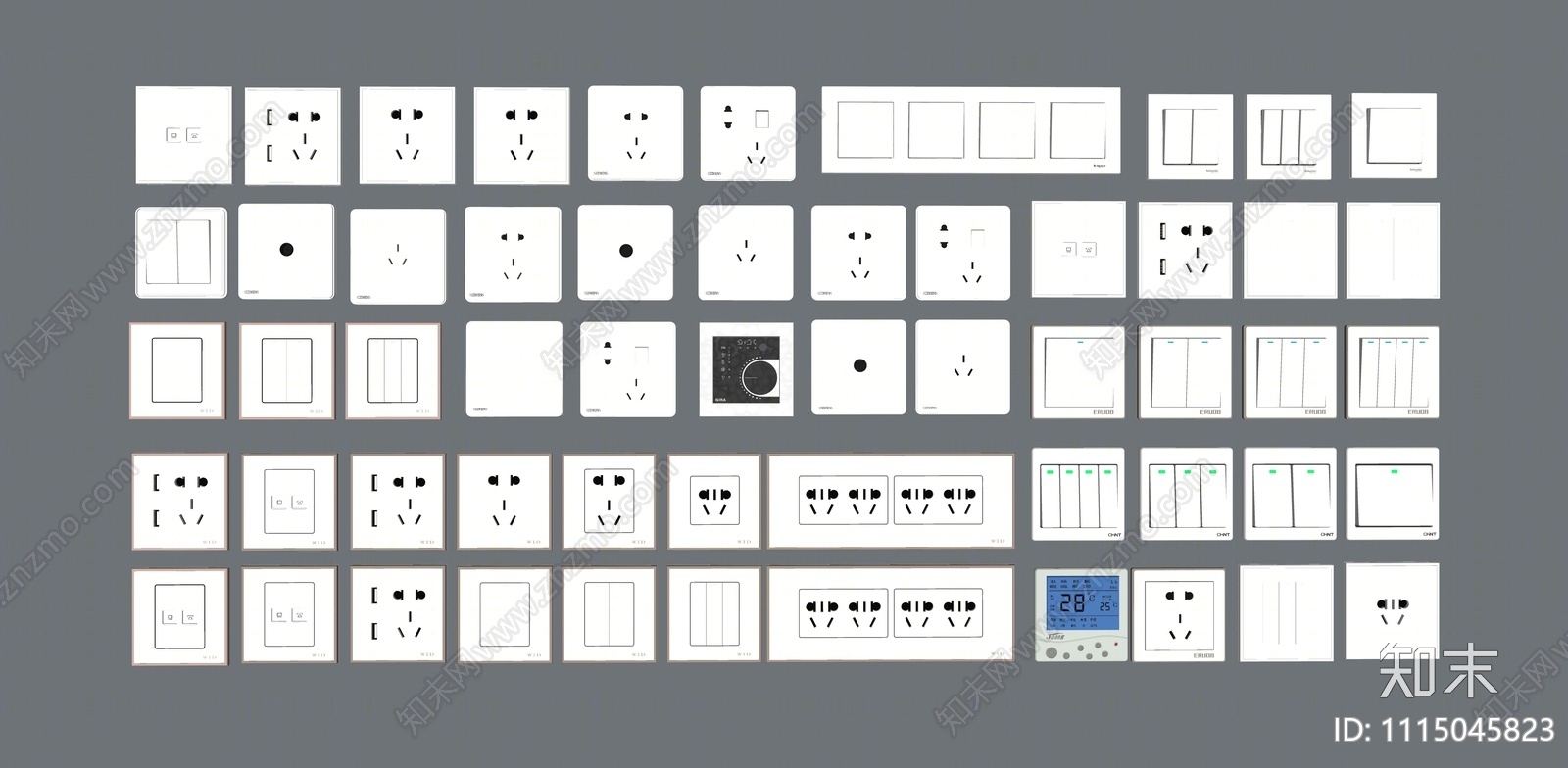 现代开关插座控制面板SU模型下载【ID:1115045823】