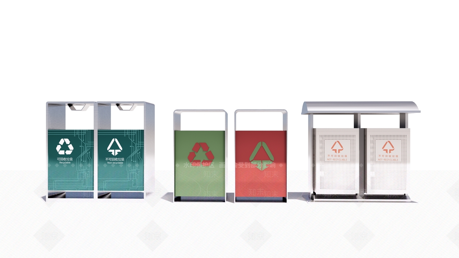 现代公共垃圾桶SU模型下载【ID:1115046236】