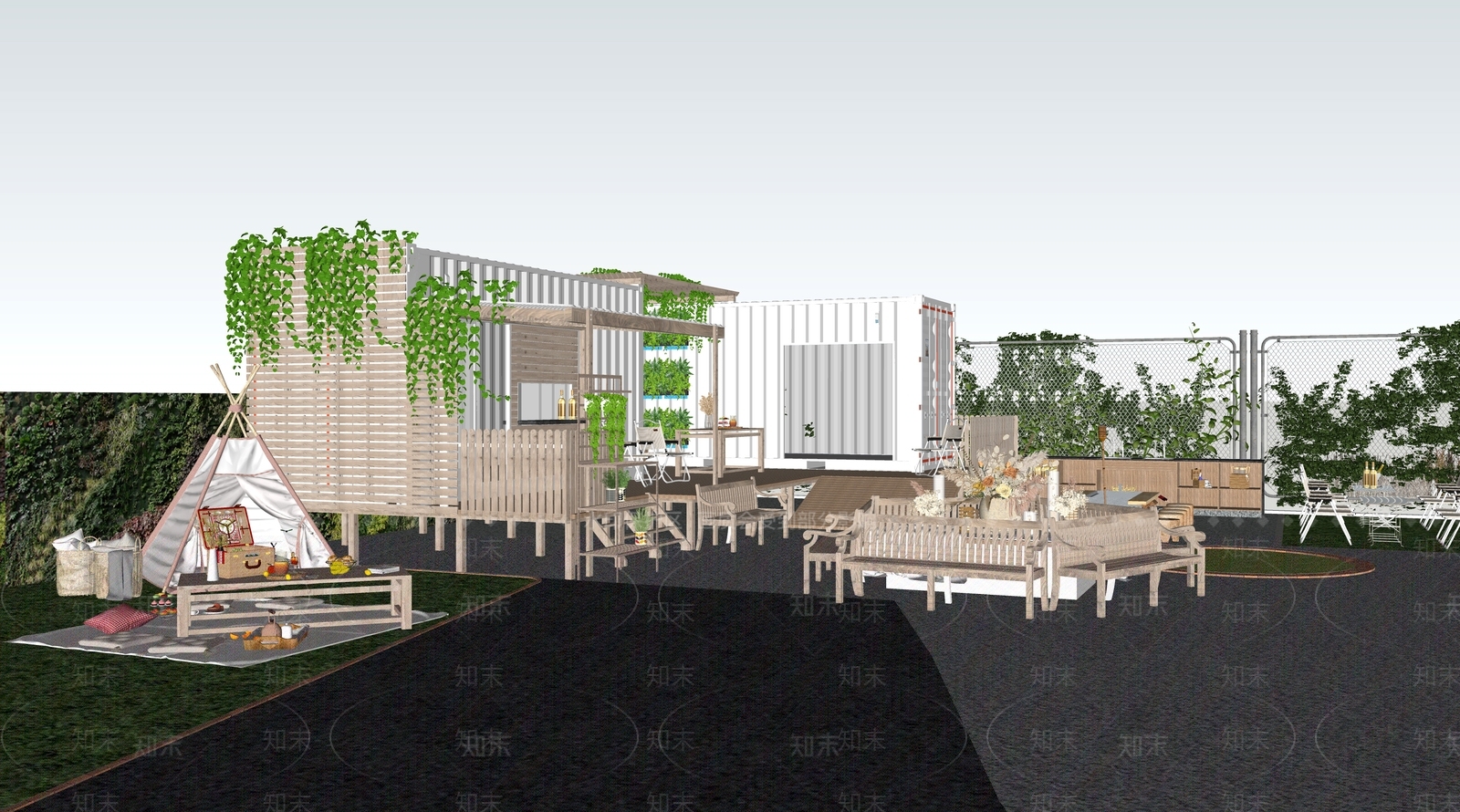 现代帐篷营地SU模型下载【ID:1115049910】