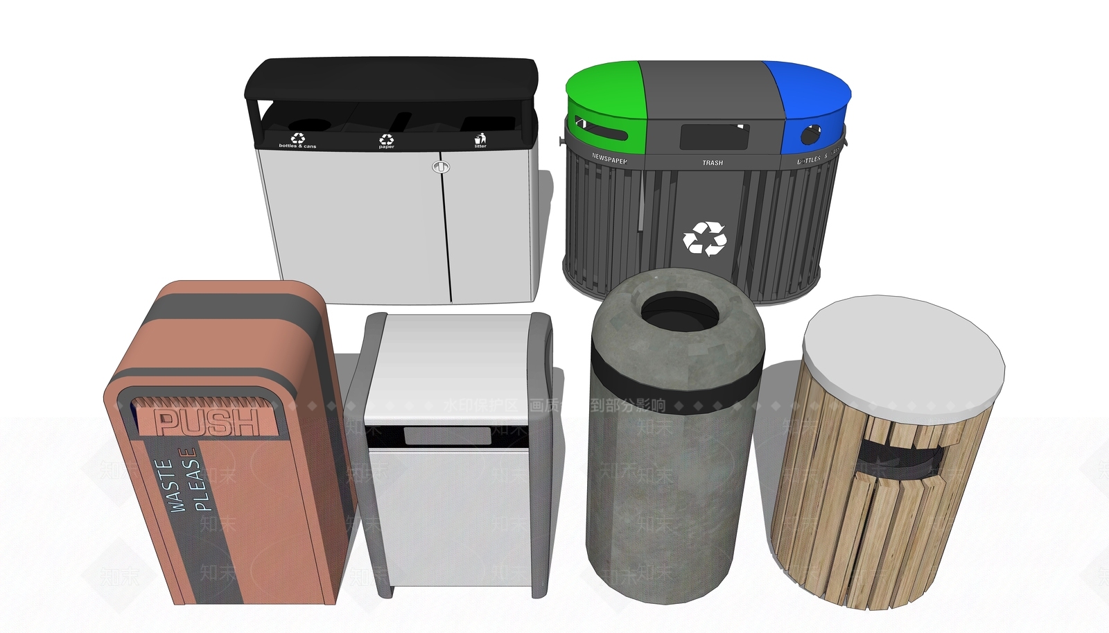 现代公共垃圾桶SU模型下载【ID:1115051587】