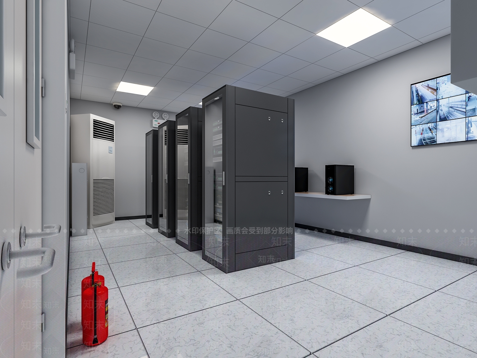 现代服务器机房3D模型下载【ID:1115054263】