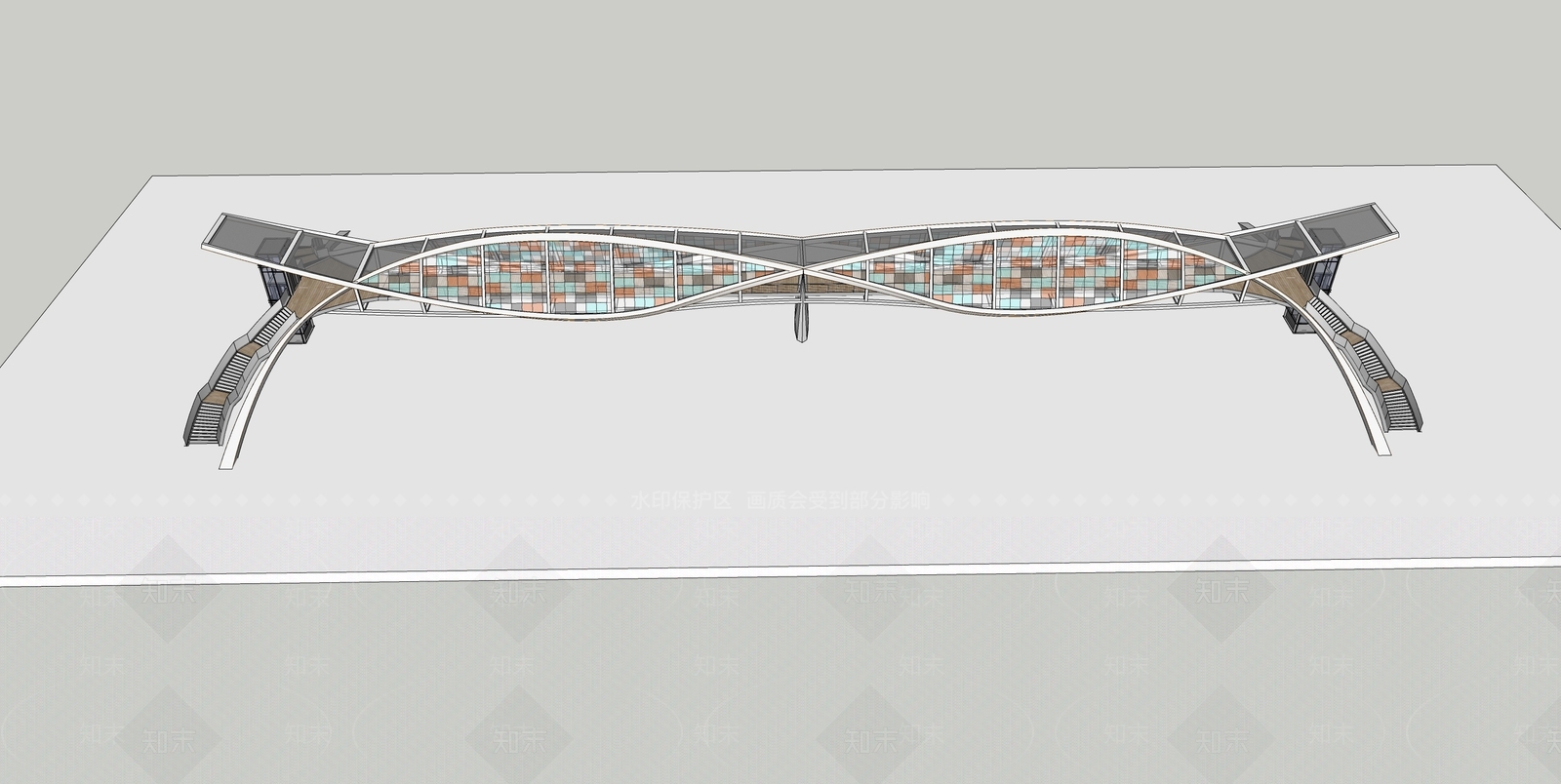 现代过街天桥SU模型下载【ID:1115066436】