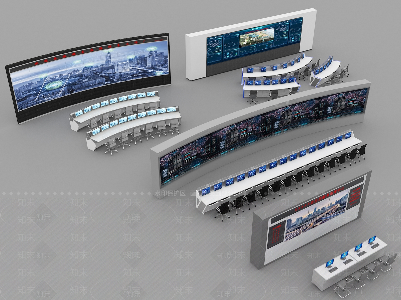 现代监控显示屏3D模型下载【ID:1115067605】
