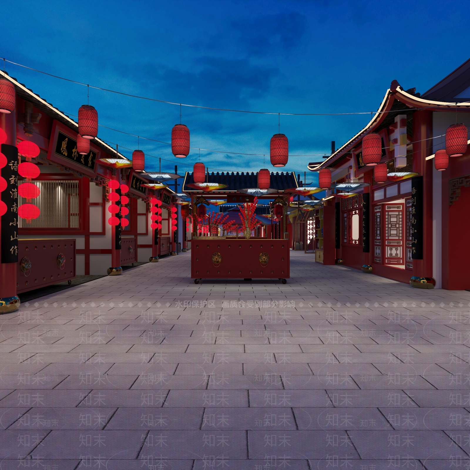 中式小吃街3D模型下载【ID:1115070451】