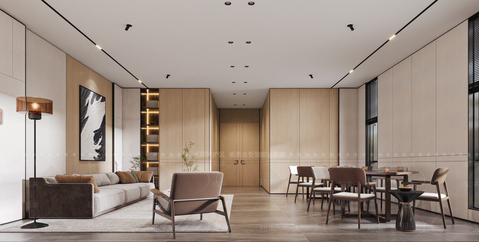 现代酒店餐厅3D模型下载【ID:1222066956】