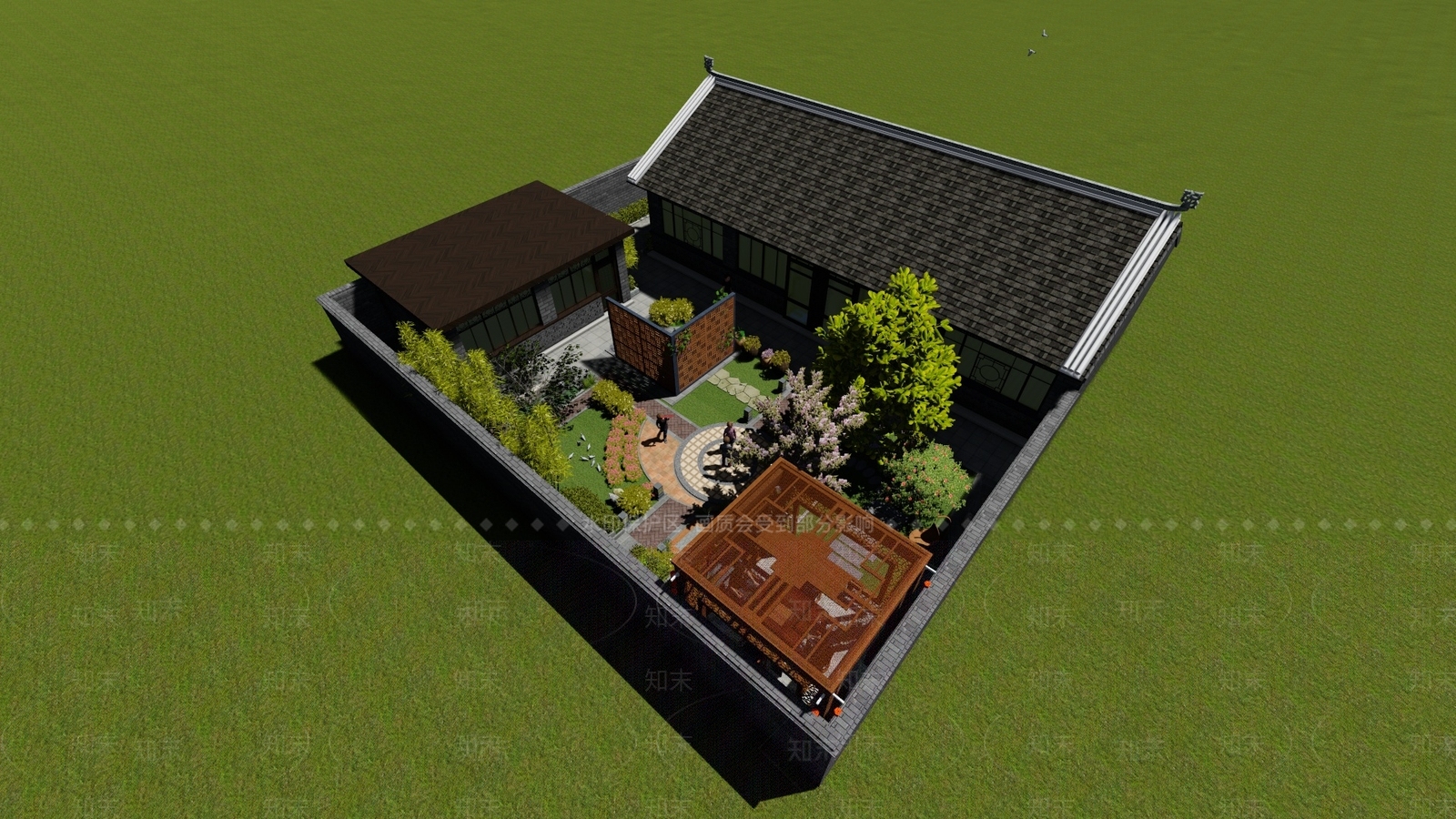 中式乡村民宿SU模型下载【ID:1115071149】