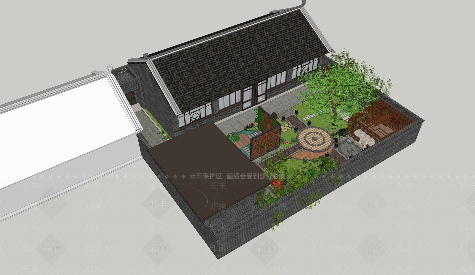 中式乡村民宿SU模型下载【ID:1115071149】