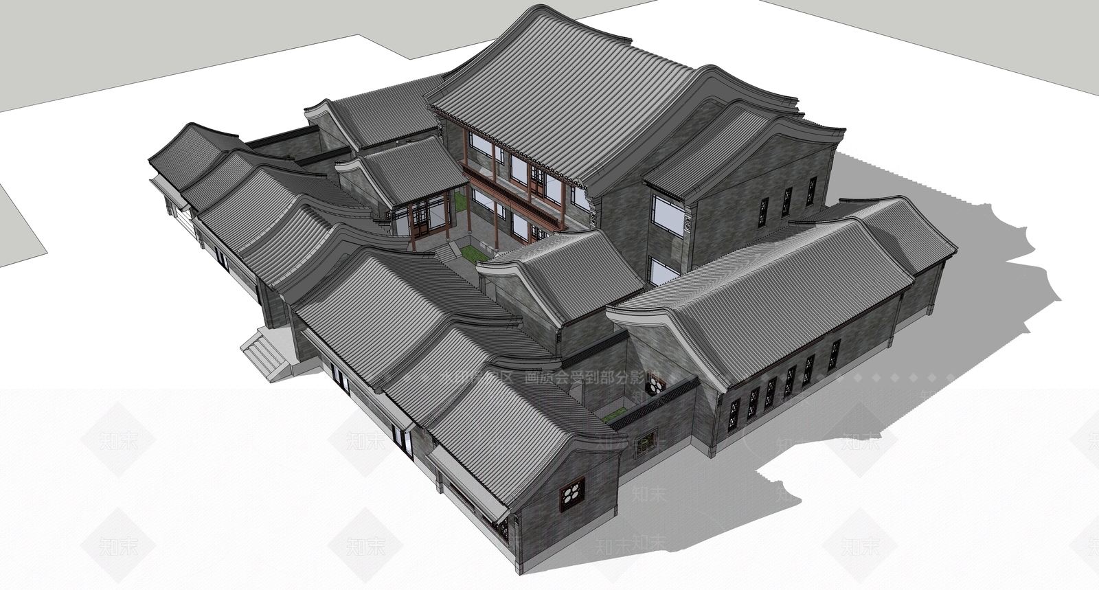 中式四合院SU模型下载【ID:1115073770】
