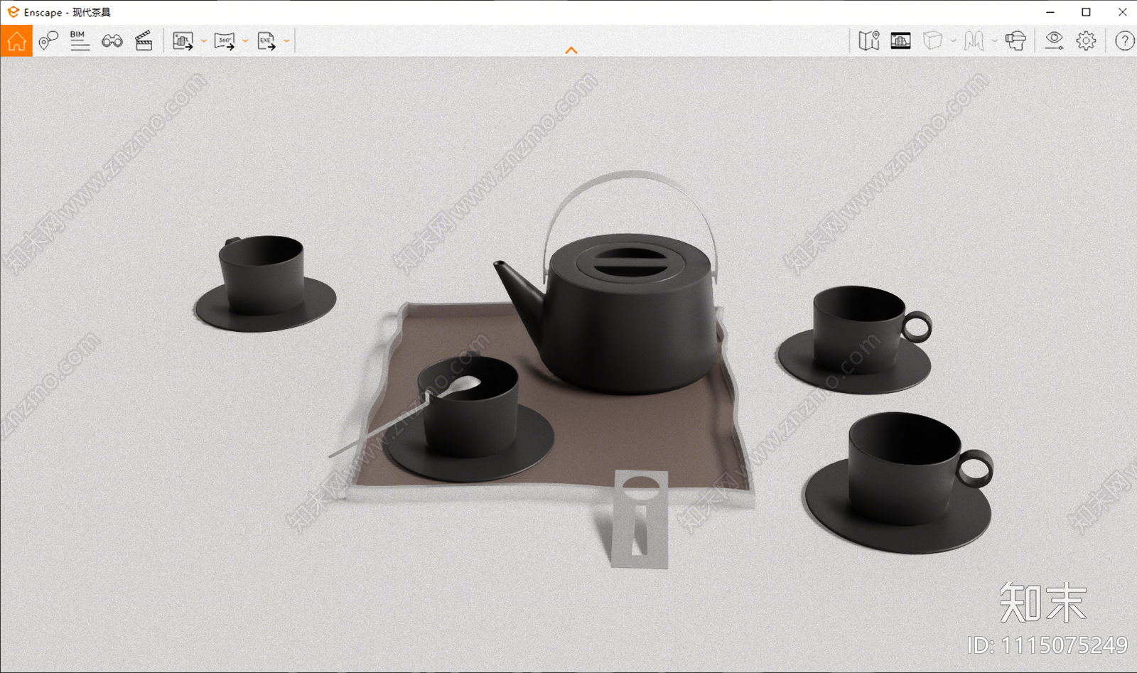 现代茶具SU模型下载【ID:1115075249】